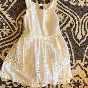 Girls 100% cotton white eyelet lace dress